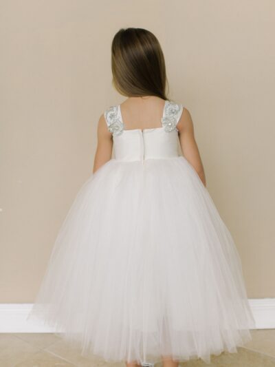Girls Dress Style 0619118 Ivory Tea-length Beading Bateau A-line Dress in Choice of Colour