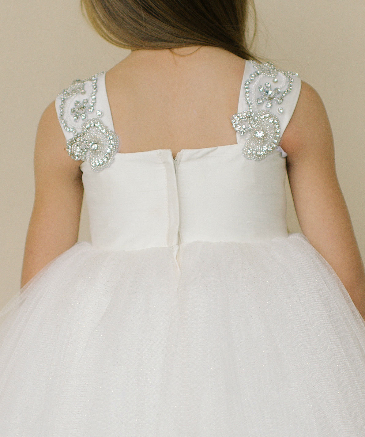 Girls Dress Style 0619118 Ivory Tea-length Beading Bateau A-line Dress in Choice of Colour
