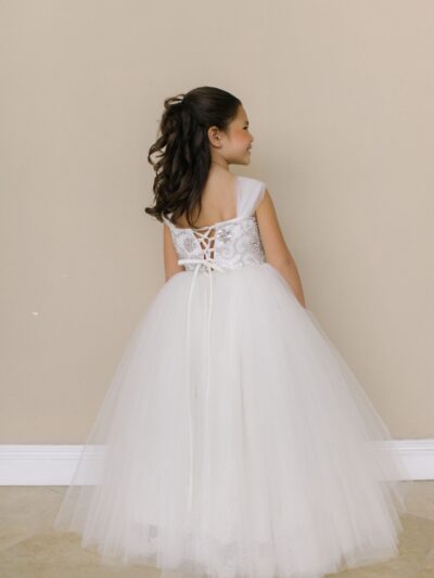 Girls Dress Style 0619218 Ivory Floor-length Beading Square A-line Dress in Choice of Colour