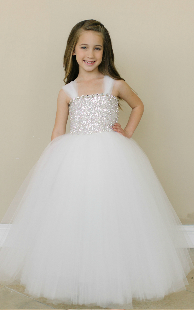 Girls Dress Style 0619318 Ivory Floor-length Beading Bateau Ball Gown Dress in Choice of Colour