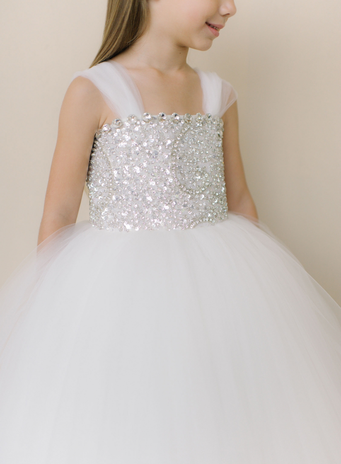 Girls Dress Style 0619318 Ivory Floor-length Beading Bateau Ball Gown Dress in Choice of Colour