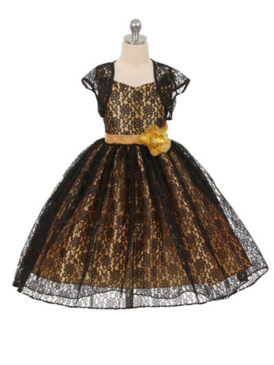 Girls Dress Style 0619518  Tea-length Hand Made Flower V-neck A-line Dress in Choice of Colour