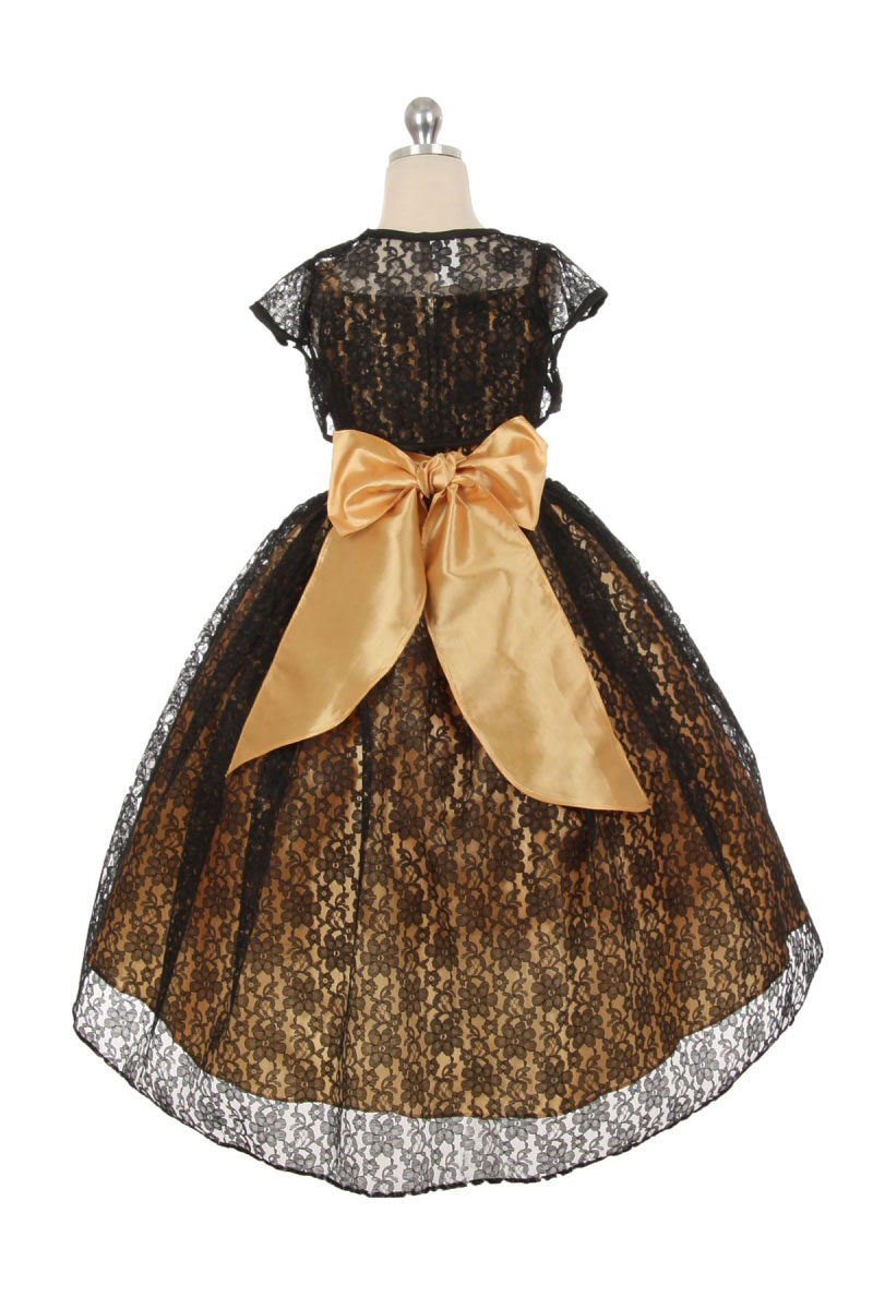 Girls Dress Style 0619518 Tea-length Hand Made Flower V-neck A-line Dress in Choice of Colour