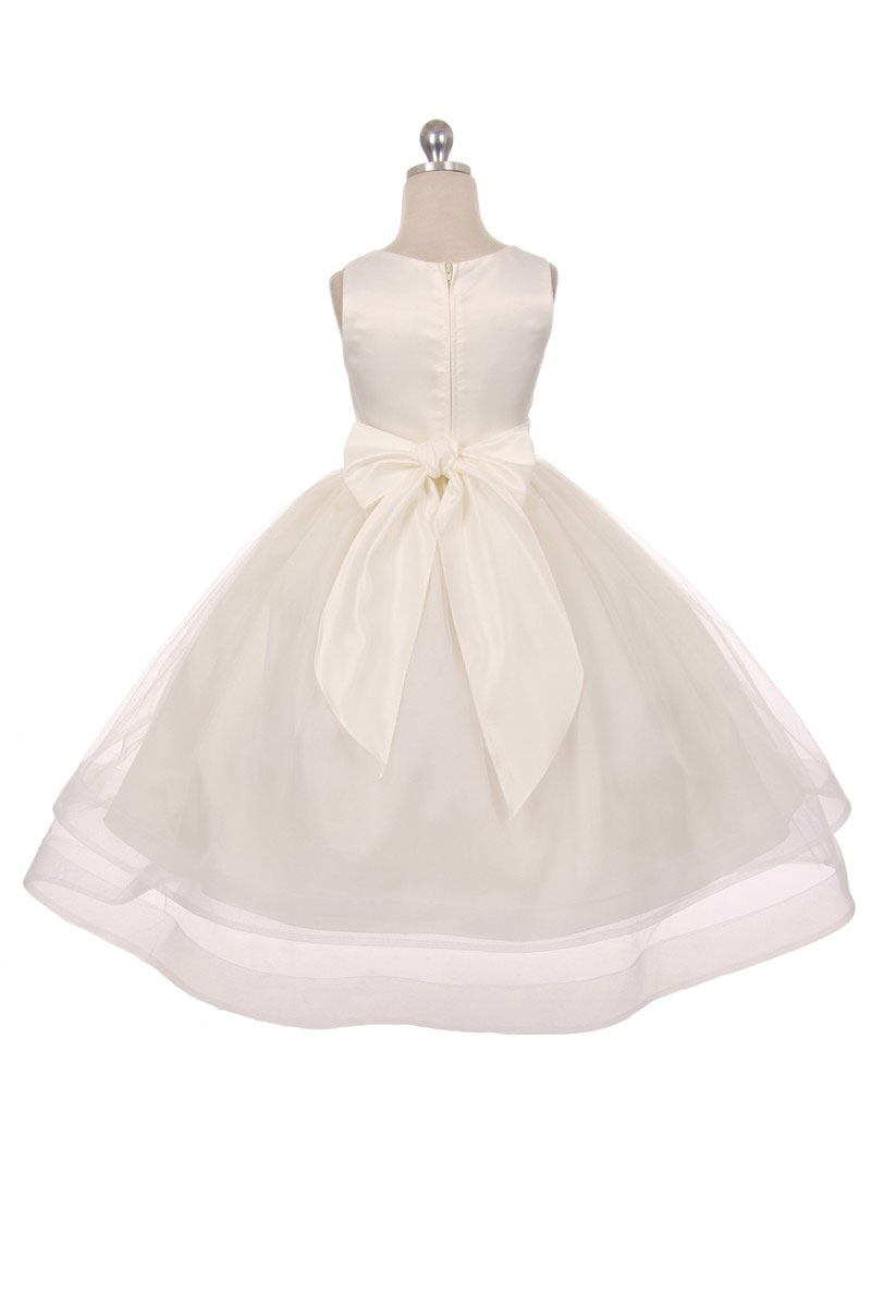 Girls Dress Style 0619618 Ivory Tea-length Beading Bateau A-line Dress in Choice of Colour