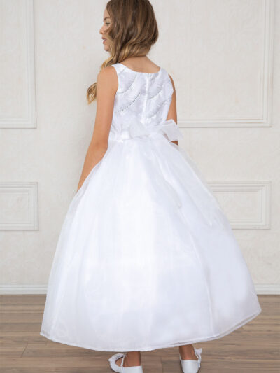 Girls Dress Style 0619718 White Ankle Length Beading Bateau A-line Dress in Choice of Colour