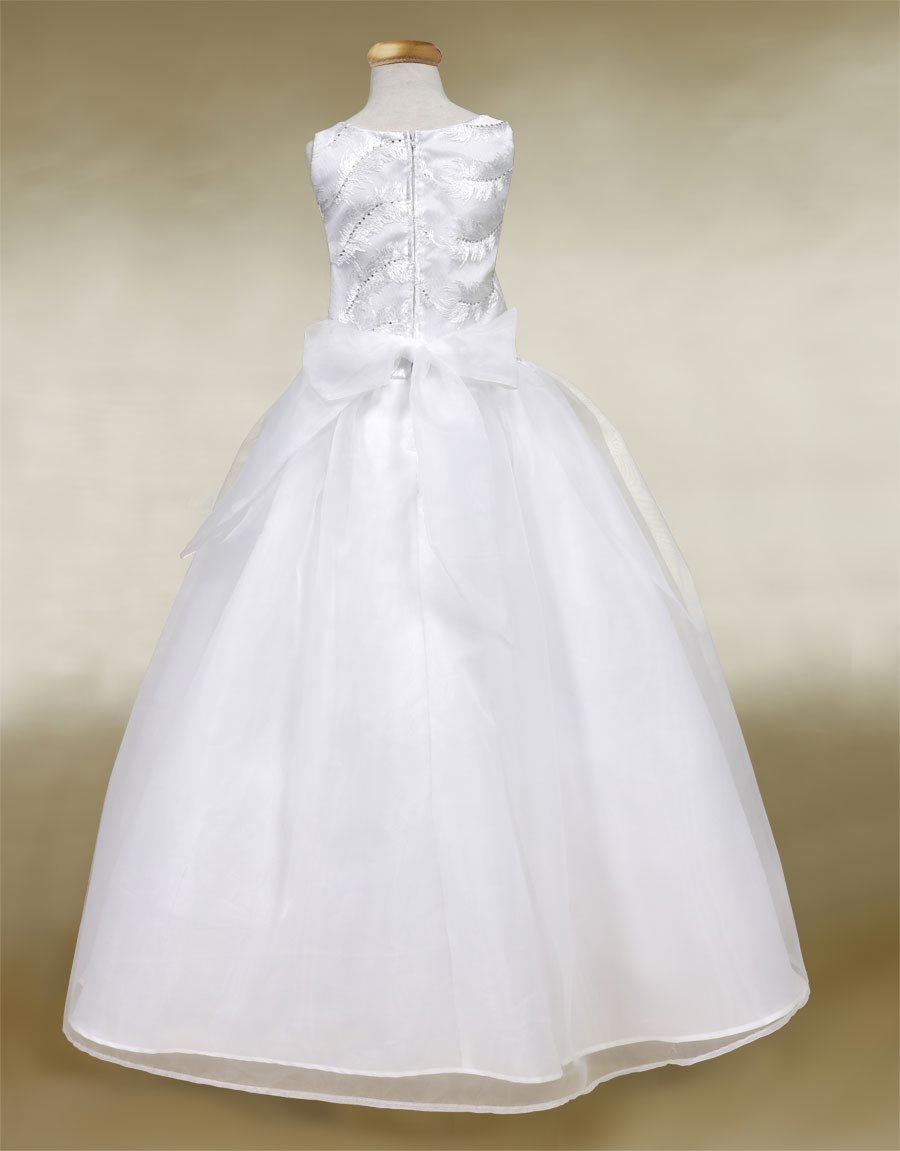 Girls Dress Style 0619718 White Ankle Length Beading Bateau A-line Dress in Choice of Colour