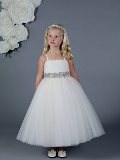Girls Dress Style 0619818 Ivory Ankle Length Beading Bateau A-line Dress in Choice of Colour