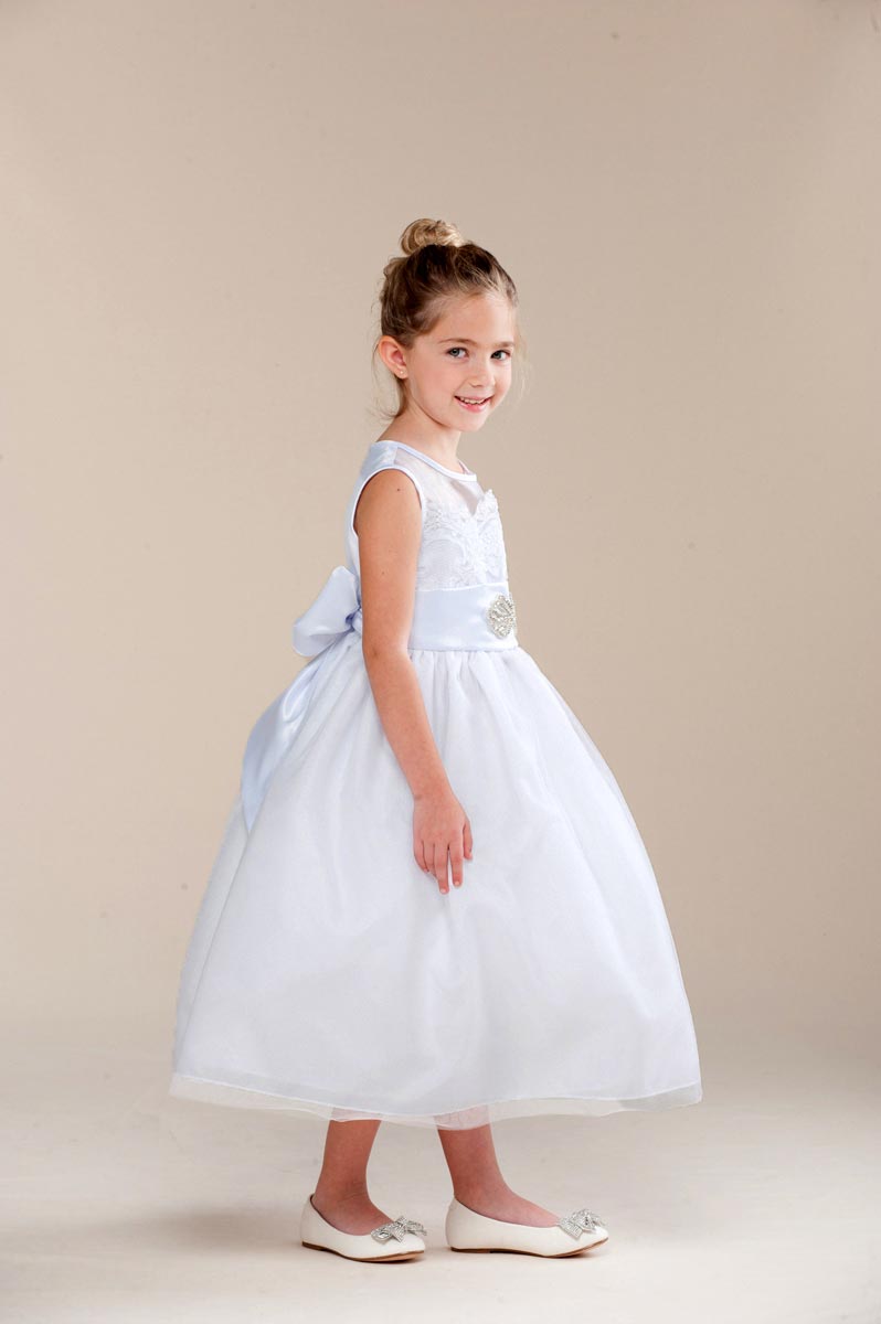 Girls Dress Style 0620118 Ivory Tea-length Beading Bateau A-line Dress in Choice of Colour