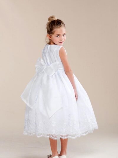 Girls Dress Style 0620218 Ivory Tea-length Hand Made Flower Round A-line Dress in Choice of Colour