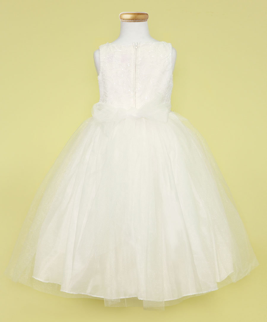 Girls Dress Style 0620318 White Tea-length Beading Bateau A-line Dress in Choice of Colour