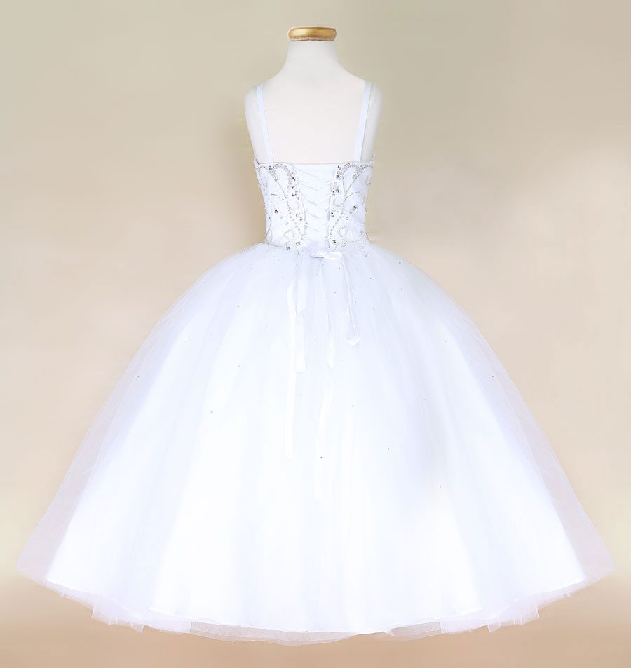 Girls Dress Style 0620418 White Floor-length Beading Sweetheart A-line Dress in Choice of Colour