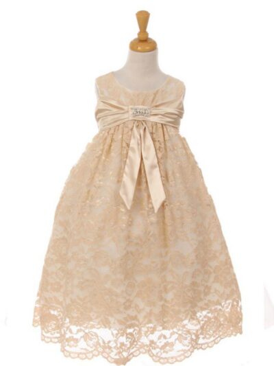 Girls Dress Style 0620518  Tea-length Bowknot Bateau A-line Dress in Choice of Colour