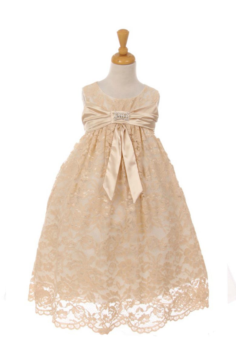 Girls Dress Style 0620518 Tea-length Bowknot Bateau A-line Dress in Choice of Colour