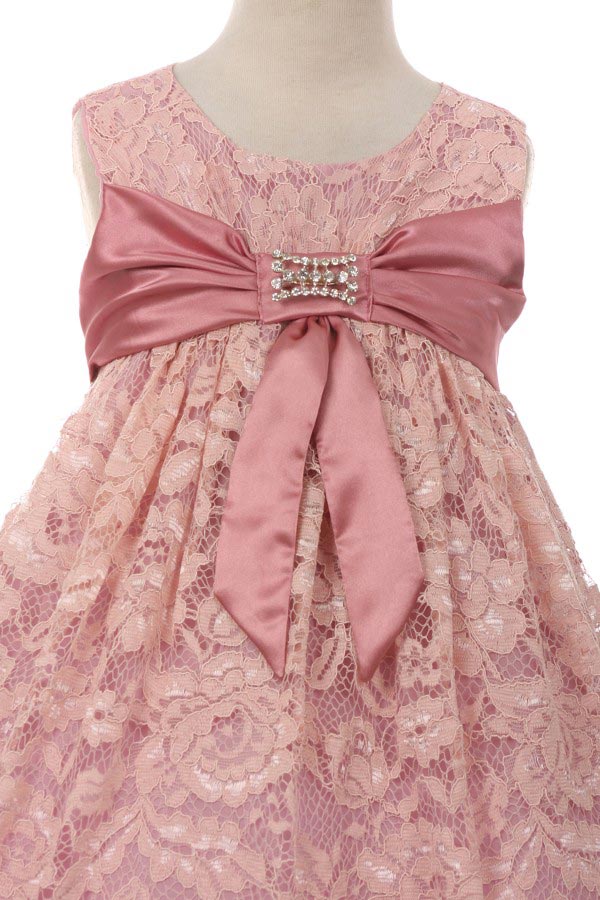 Girls Dress Style 0620518 Tea-length Bowknot Bateau A-line Dress in Choice of Colour