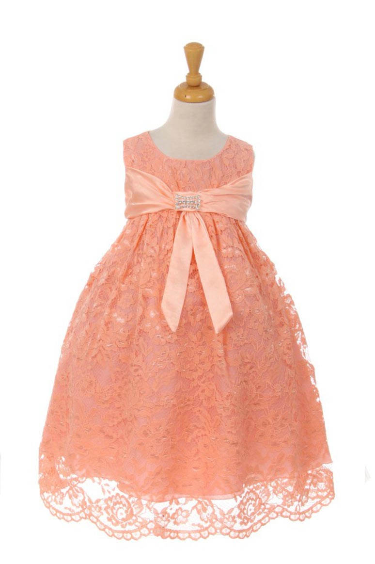 Girls Dress Style 0620518 Tea-length Bowknot Bateau A-line Dress in Choice of Colour