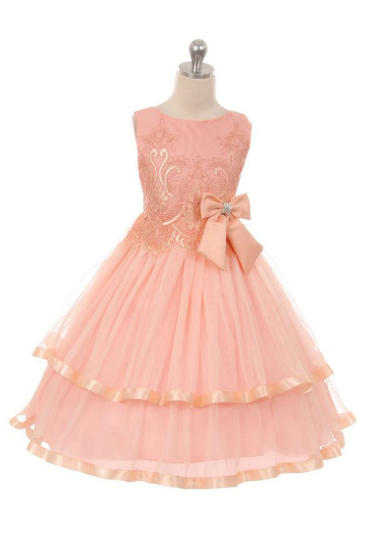 Girls Dress Style 0621018 Floor-length Hand Made Flower Bateau A-line Dress in Choice of Colour