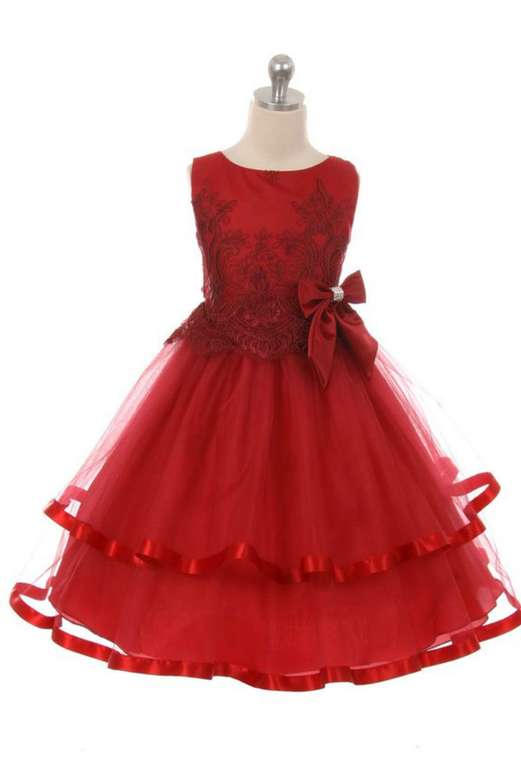 Girls Dress Style 0621018 Floor-length Hand Made Flower Bateau A-line Dress in Choice of Colour