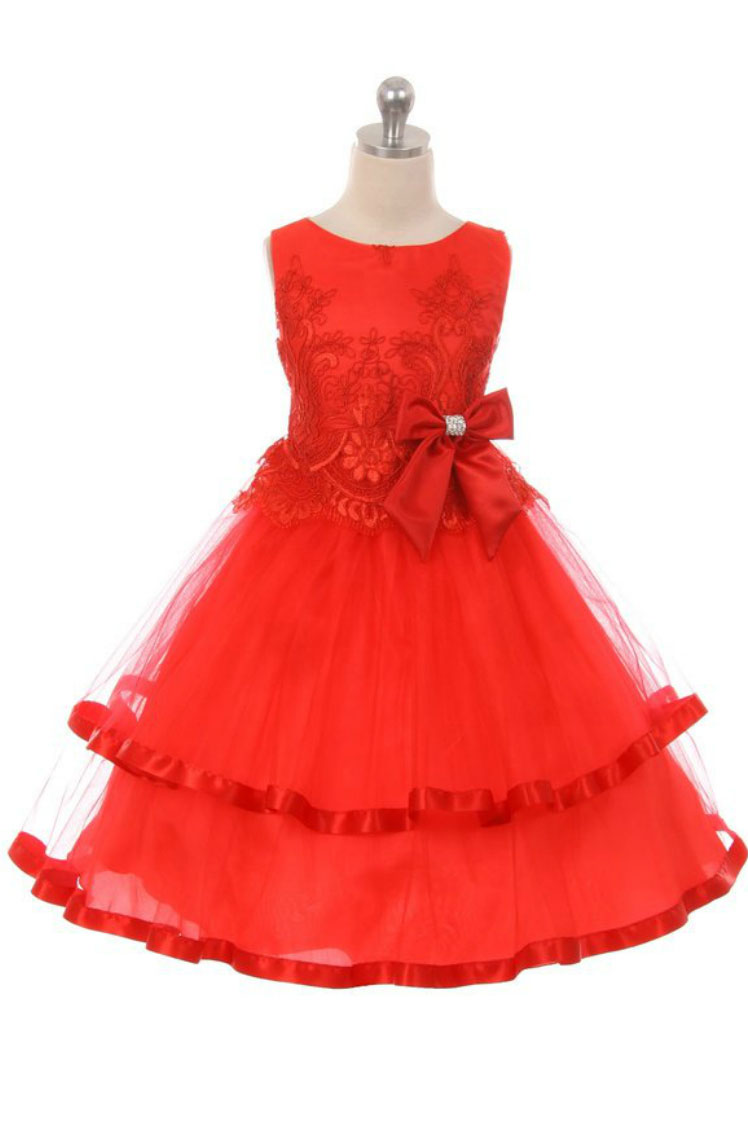 Girls Dress Style 0621018 Floor-length Hand Made Flower Bateau A-line Dress in Choice of Colour