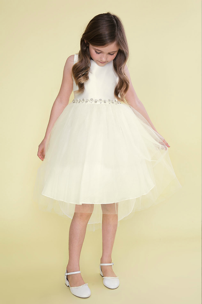 Girls Dress Style 0621318 Blushing Pink Knee-Length Bowknot , Beading Round A-line Dress in Choice of Colour