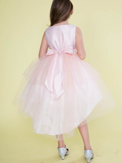 Girls Dress Style 0621318 Blushing Pink Knee-Length Bowknot , Beading Round A-line Dress in Choice of Colour