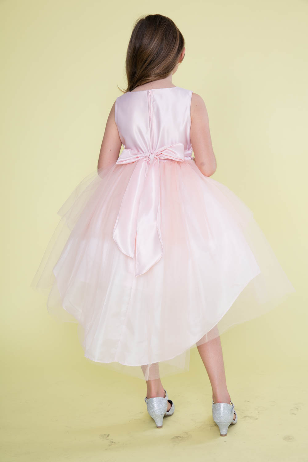 Girls Dress Style 0621318 Blushing Pink Knee-Length Bowknot , Beading Round A-line Dress in Choice of Colour