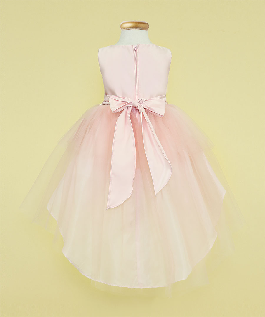 Girls Dress Style 0621318 Blushing Pink Knee-Length Bowknot , Beading Round A-line Dress in Choice of Colour