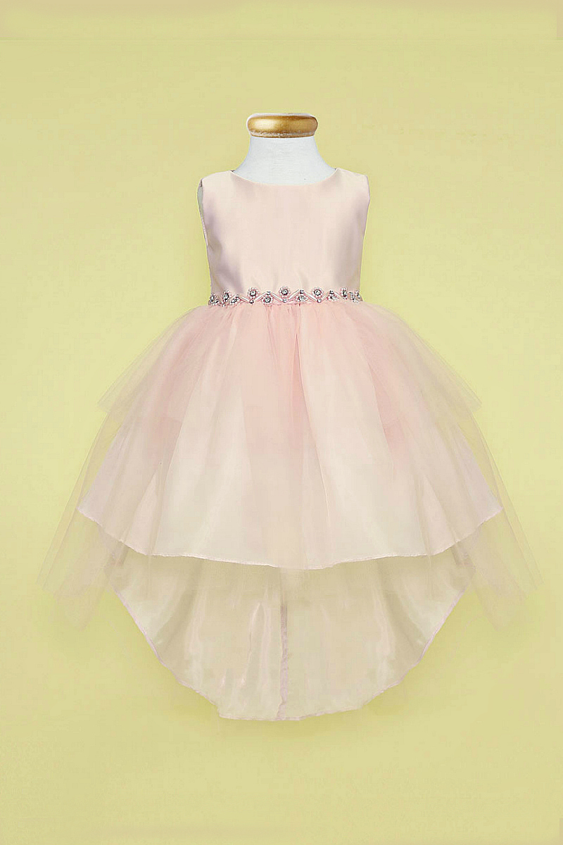 Girls Dress Style 0621318 Blushing Pink Knee-Length Bowknot , Beading Round A-line Dress in Choice of Colour