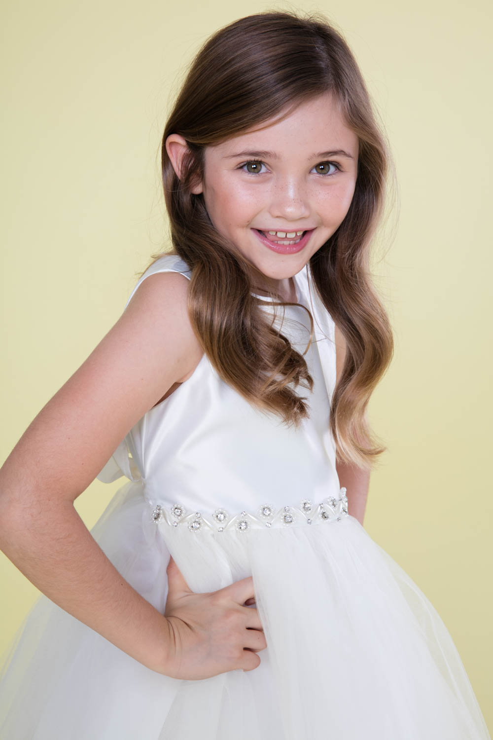 Girls Dress Style 0621318 Blushing Pink Knee-Length Bowknot , Beading Round A-line Dress in Choice of Colour