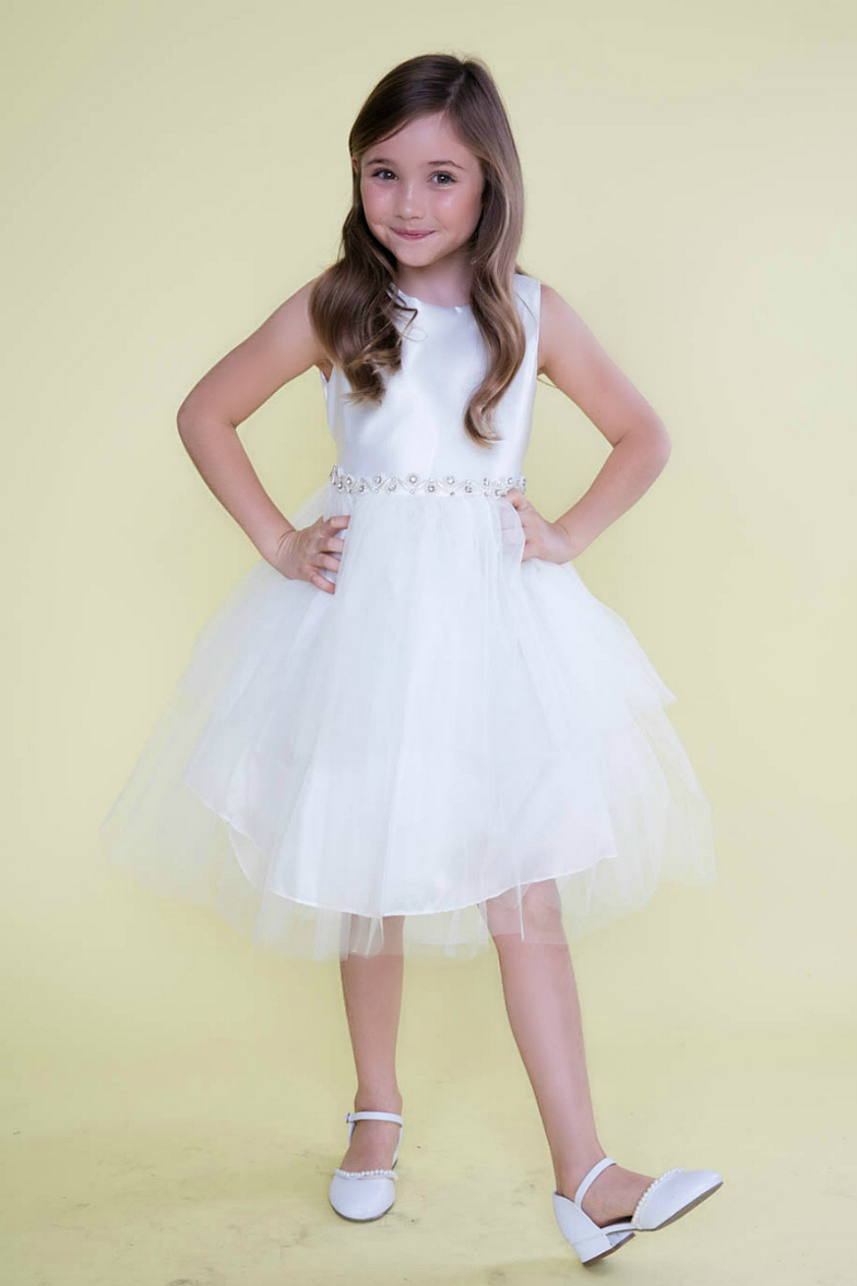 Girls Dress Style 0621318 Blushing Pink Knee-Length Bowknot , Beading Round A-line Dress in Choice of Colour