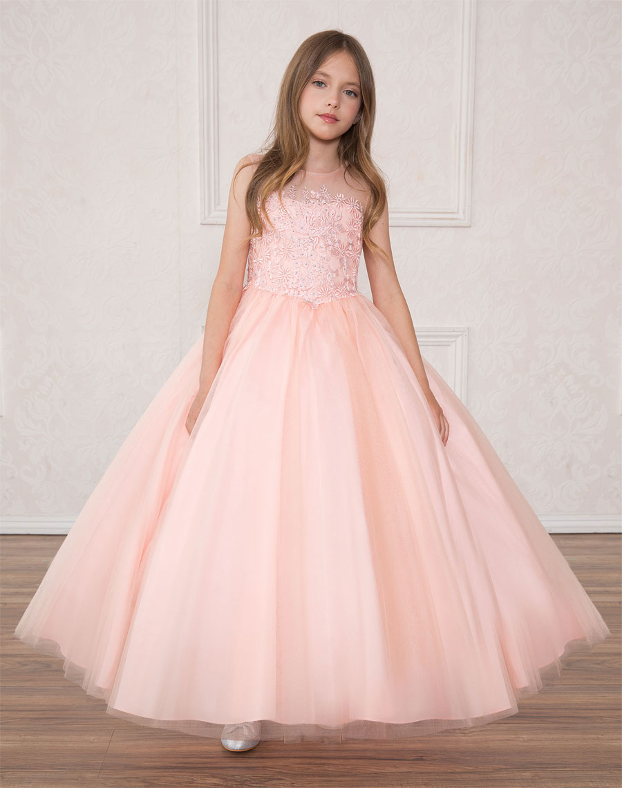 Girls Dress Style 0621518 Ivory Floor-length Applique Sweetheart A-line Dress in Choice of Colour