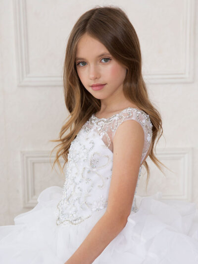 Girls Dress Style 0621718 Ivory Floor-length Beading Bateau Ball Gown Dress in Choice of Colour