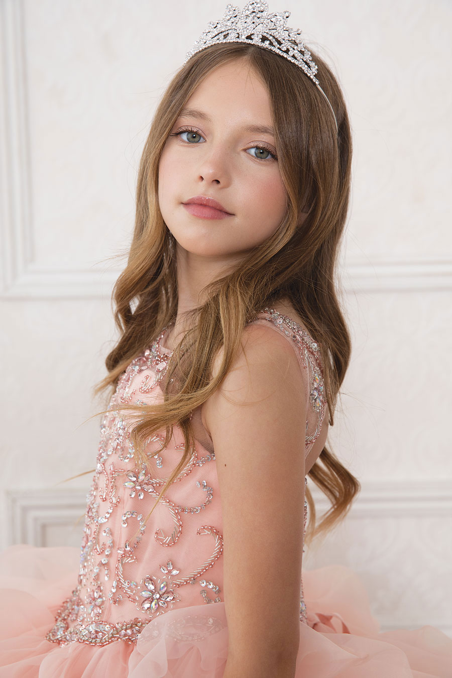 Girls Dress Style 0621718 Ivory Floor-length Beading Bateau Ball Gown Dress in Choice of Colour