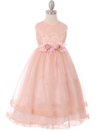 Girls Dress Style 0621918  Ankle Length Hand Made Flower Round A-line Dress in Choice of Colour
