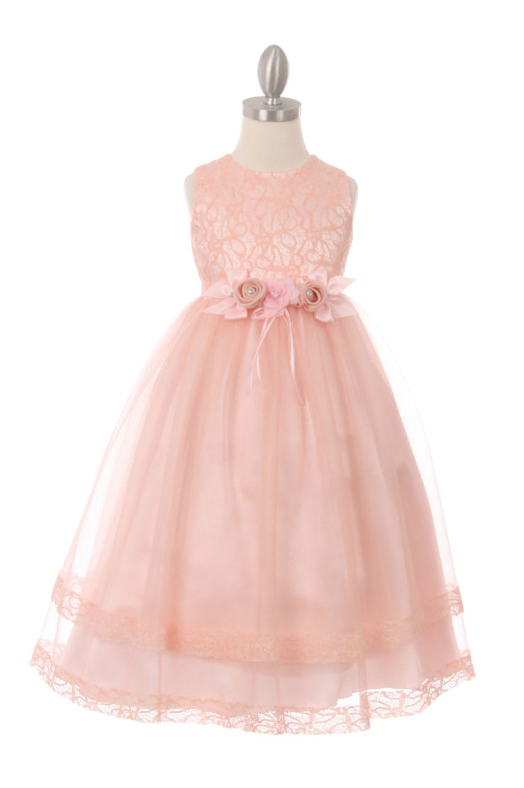 Girls Dress Style 0621918 Ankle Length Hand Made Flower Round A-line Dress in Choice of Colour