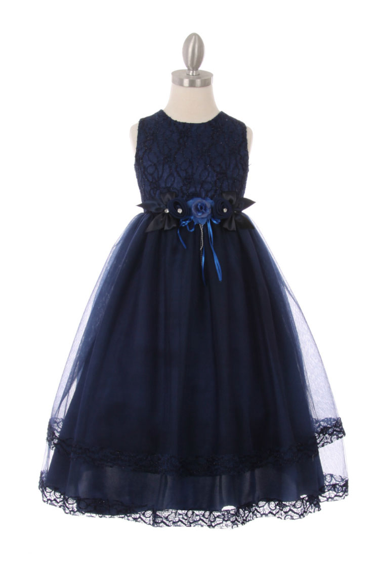 Girls Dress Style 0621918 Ankle Length Hand Made Flower Round A-line Dress in Choice of Colour