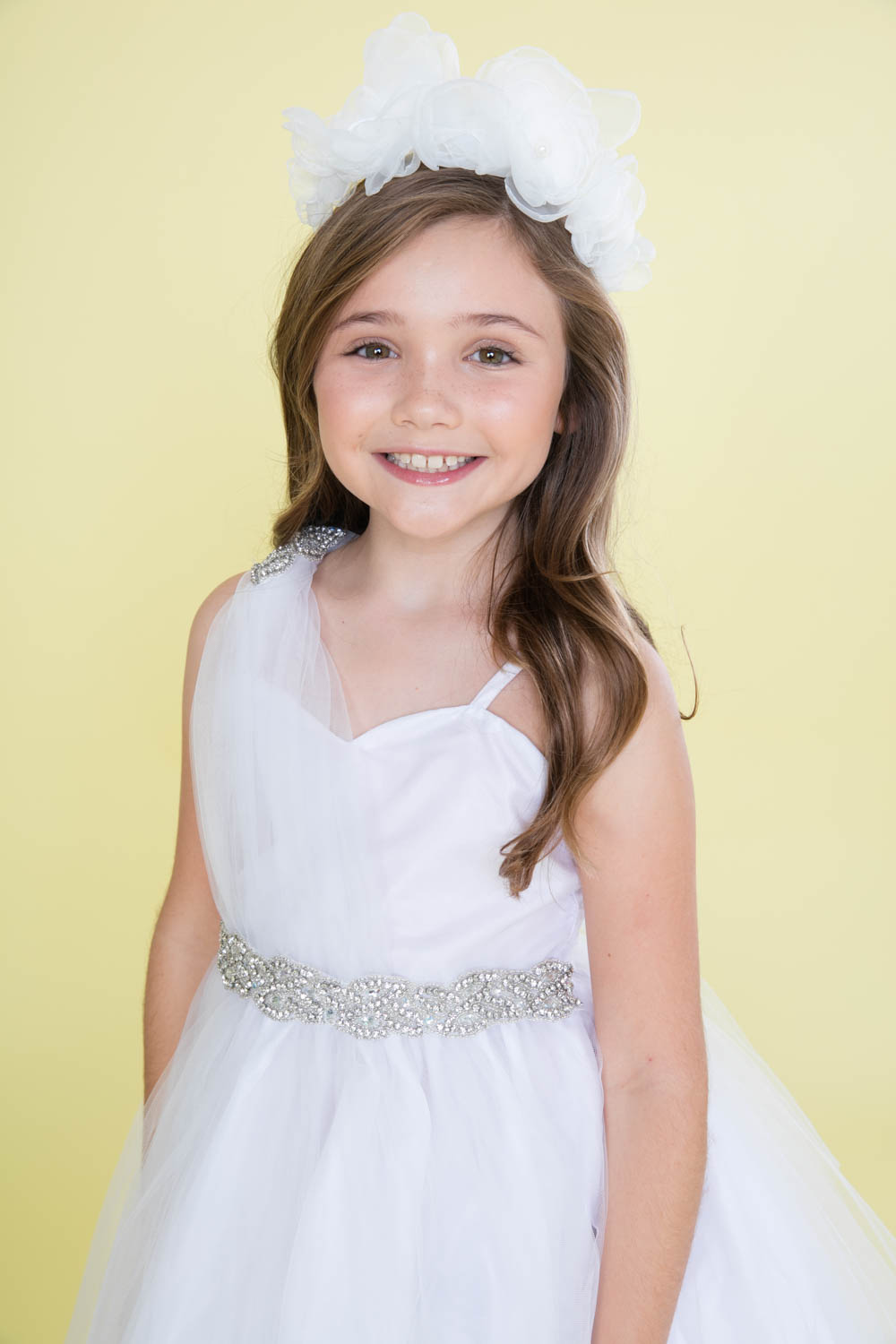 Girls Dress Style 0622018 White Tea-length Beading Sweetheart A-line Dress in Choice of Colour