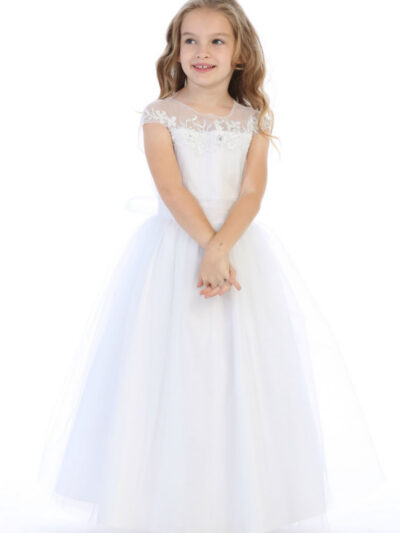 Girls Dress Style 062218 White Floor-length Lace   Dress in Choice of Colour