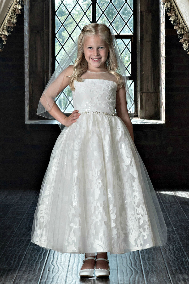 Girls Dress Style 0622218 Ivory Ankle Length Beading Bateau A-line Dress in Choice of Colour