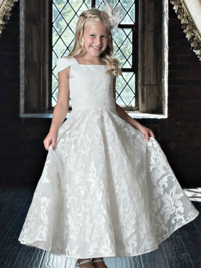 Girls Dress Style 0622318 Ivory Ankle Length Applique Bateau A-line Dress in Choice of Colour