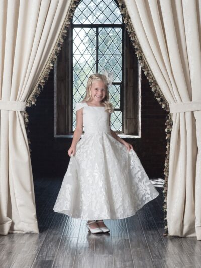 Girls Dress Style 0622318 Ivory Ankle Length Applique Bateau A-line Dress in Choice of Colour