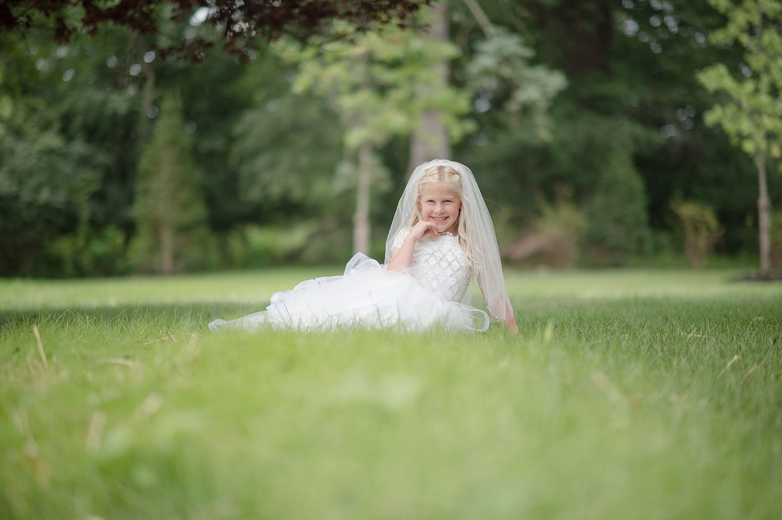 Girls Dress Style 0622518 Ivory Tea-length Applique A-line Dress in Choice of Colour