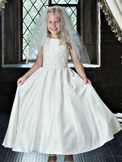 Girls Dress Style 0623218 Ivory Ankle Length Applique Bateau A-line Dress in Choice of Colour