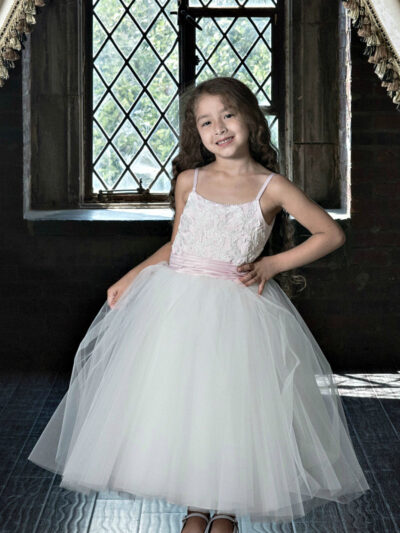 Girls Dress Style 0623818 Ivory Ankle Length Lace Bateau Ball Gown Dress in Choice of Colour