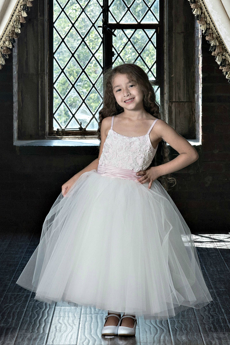 Girls Dress Style 0623818 Ivory Ankle Length Lace Bateau Ball Gown Dress in Choice of Colour