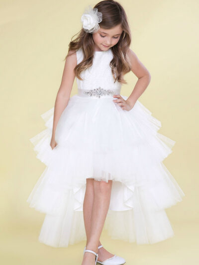 Girls Dress Style 0623918 White Ankle Length Beading Bateau A-line Dress in Choice of Colour