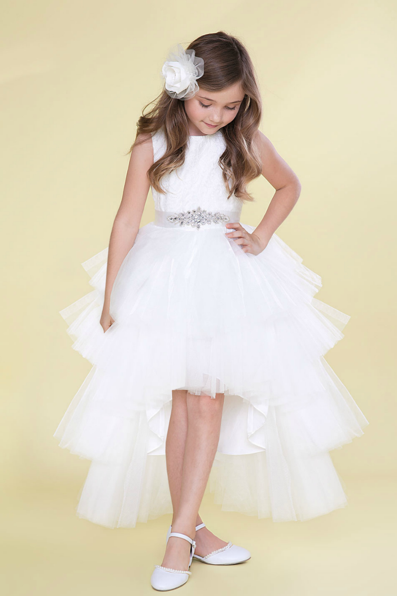 Girls Dress Style 0623918 White Ankle Length Beading Bateau A-line Dress in Choice of Colour