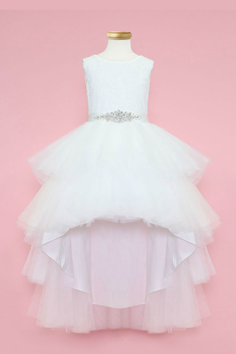 Girls Dress Style 0623918 White Ankle Length Beading Bateau A-line Dress in Choice of Colour