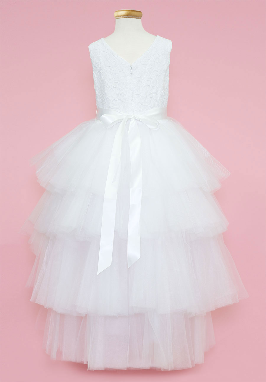 Girls Dress Style 0623918 White Ankle Length Beading Bateau A-line Dress in Choice of Colour