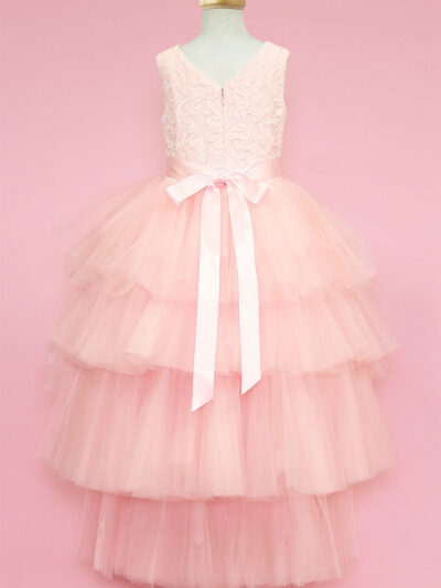 Girls Dress Style 0624018 Pearl Pink Ankle Length Beading Bateau A-line Dress in Choice of Colour