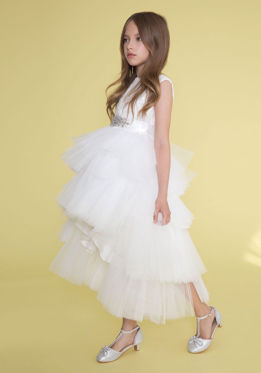 Girls Dress Style 0624218 Ivory Ankle Length Beading Bateau A-line Dress in Choice of Colour